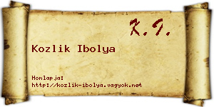 Kozlik Ibolya névjegykártya